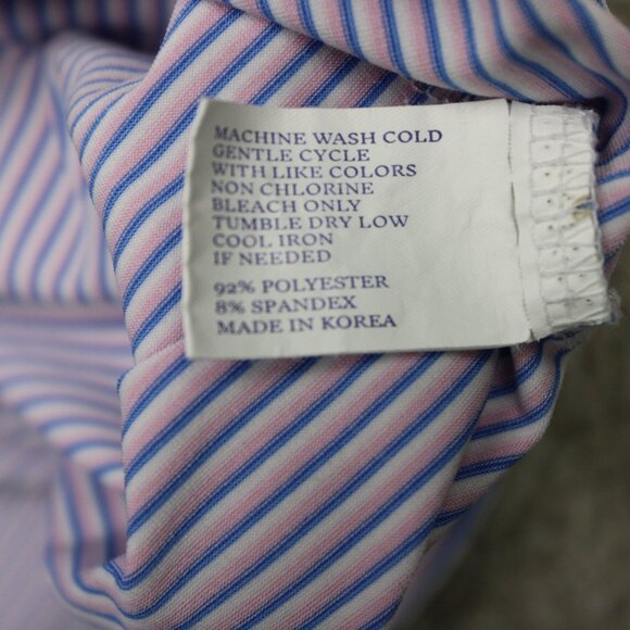 Harlestons Polo Shirt Mens 2XL XXL Pink/Blue Striped Tailored Fit Short Sleeve - Picture 10 of 15